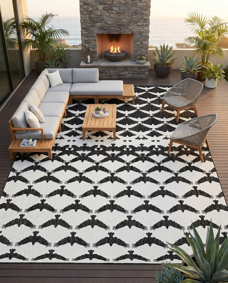 Urban Terrace Collection Area Rug -  Gramercy Rectangle Black and White  lifestyle 14