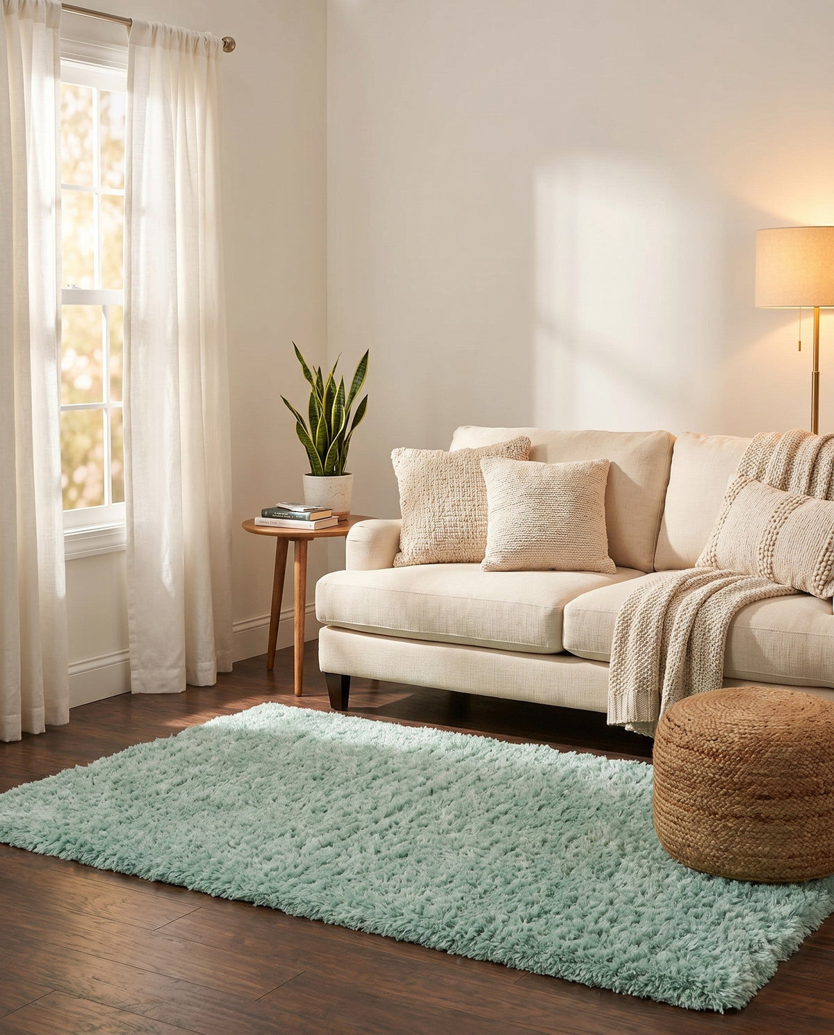 Eternal Plush Oasis Collection Area Rug -  Tranquility (Cyan) Rectangle Cyan  lifestyle 26