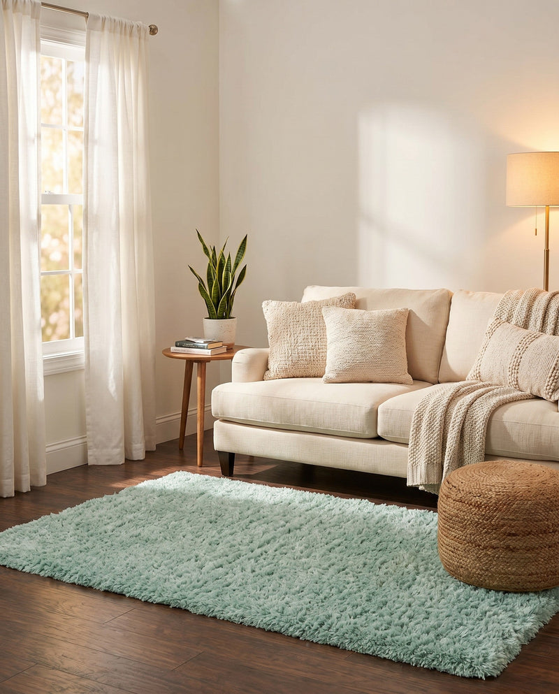 Eternal Plush Oasis Collection Area Rug -  Tranquility (Cyan) Rectangle Cyan  lifestyle 26