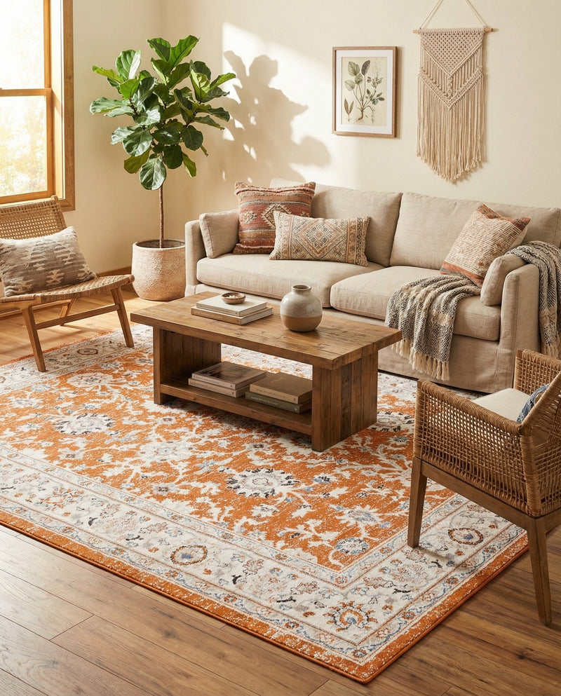 Savannah Elegance Collection Area Rug - Augusta (Rust Red) Rectangle Rust Red  lifestyle 21