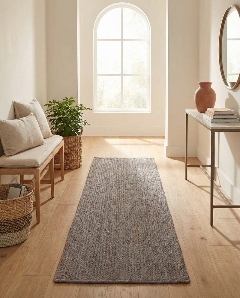 Woven Seaside Jute Collection Area Rug - Savannah (Gray) Runner Gray  lifestyle 57