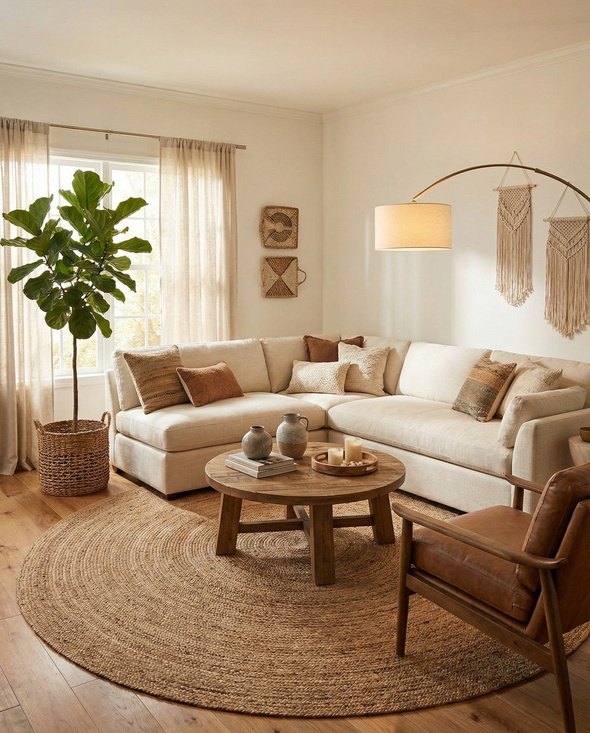 Woven Seaside Jute Collection Area Rug - Savannah (Natural) Round Natural  lifestyle 75