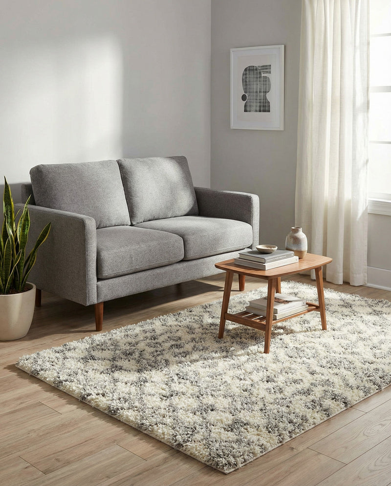 Berber Lattice Shag Collection Area Rug - Atlas (Ivory) Rectangle Ivory  lifestyle 5