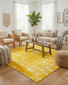 Brighton Stripes Collection Area Rug - Sussex (Yellow) Square Yellow  lifestyle 24