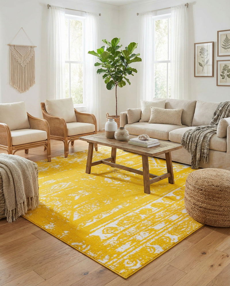 Brighton Stripes Collection Area Rug - Sussex (Yellow) Square Yellow  lifestyle 24