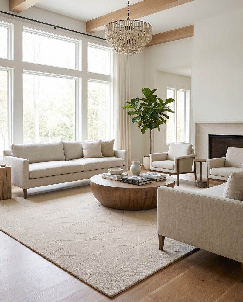 Nordic Loom Geometric Collection Area Rug - Oslo Rectangle Pearl Ivory  lifestyle 62