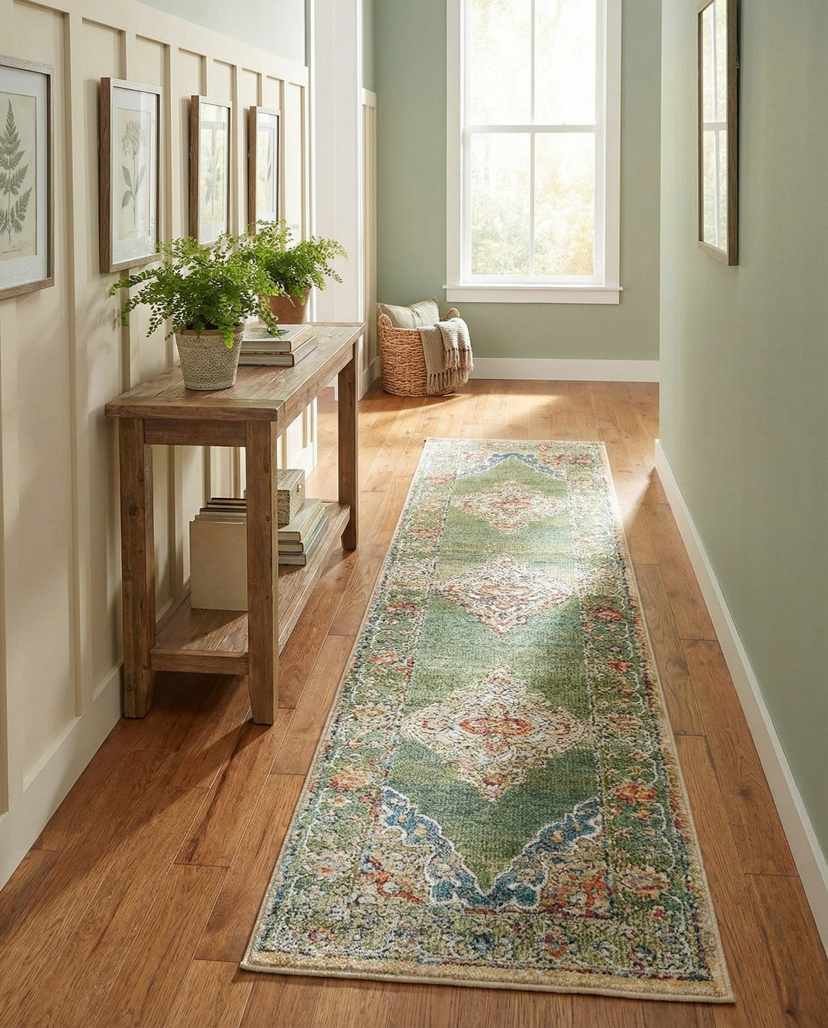 Savannah Soiree Collection Area Rug - Serengeti (Green) Runner Green  lifestyle 90
