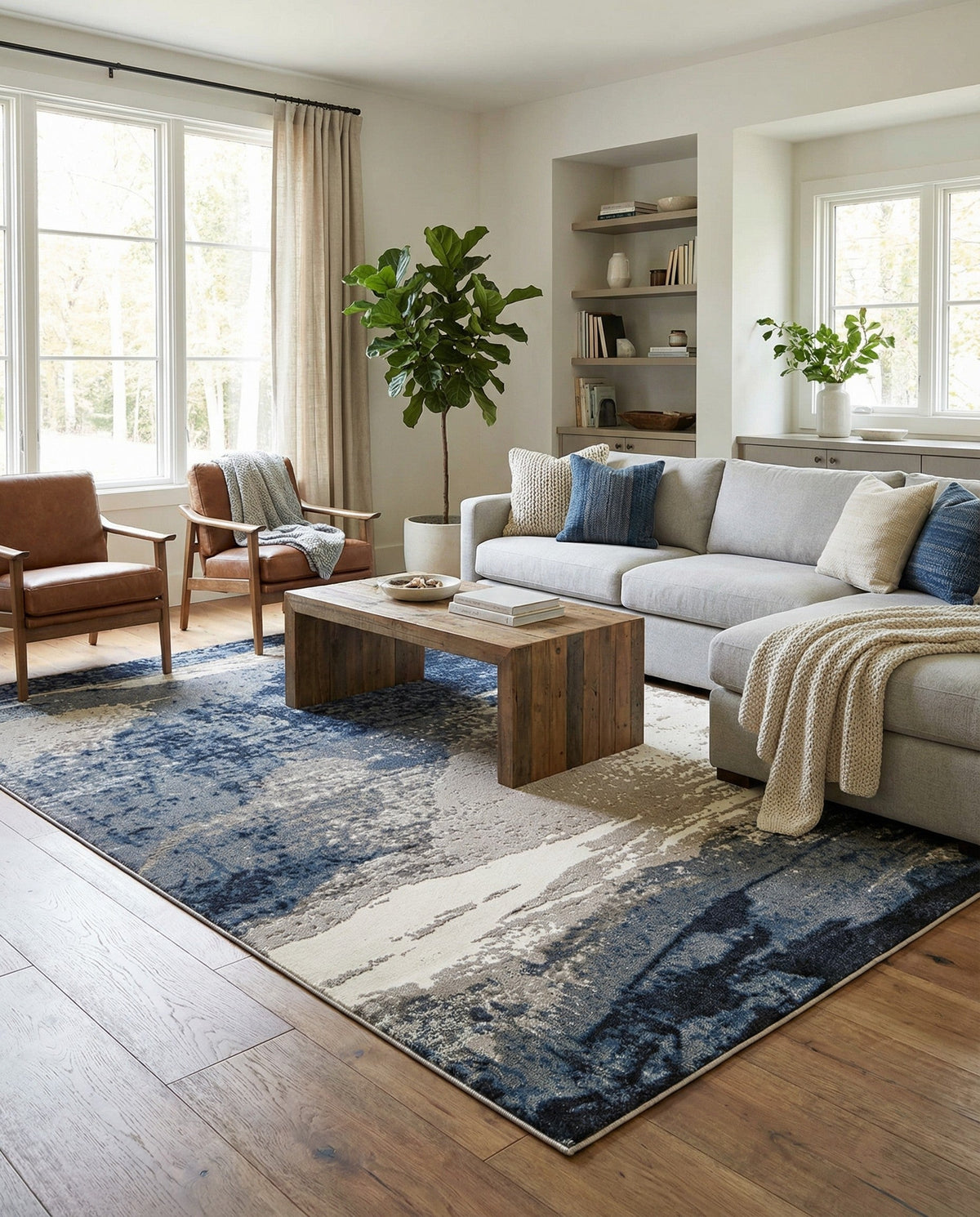 Copenhagen Edge Collection Area Rug - Nyhavn Rectangle Blue  lifestyle 68