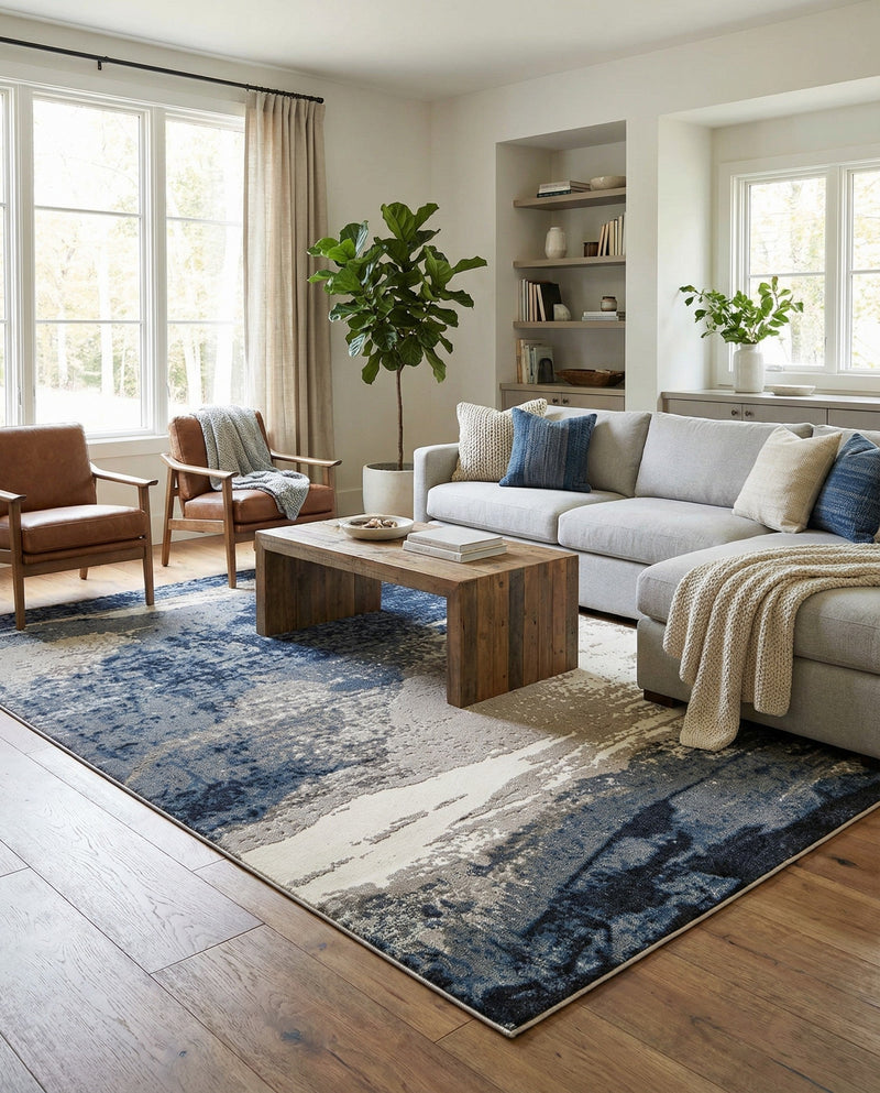 Copenhagen Edge Collection Area Rug - Nyhavn Rectangle Blue  lifestyle 68