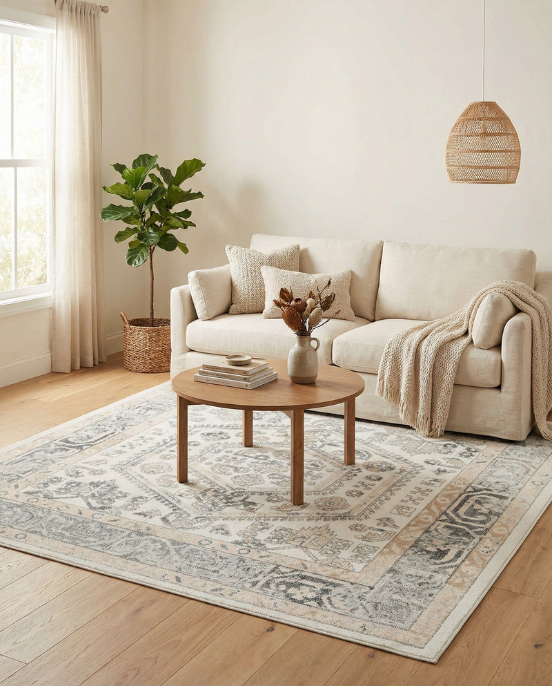 Adriana Terrace Collection Area Rug - Capri (Ivory) Square Ivory  lifestyle 21