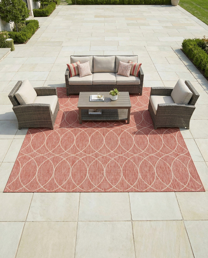 Savannah Pergola Collection Area Rug -  Pavilion (Rust Red) Square Rust Red  lifestyle 47