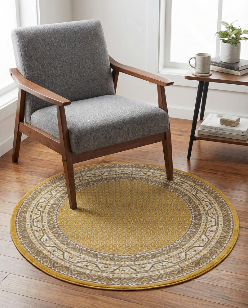 Soho Elegance Collection Area Rug -  Mercer (Yellow) Round Yellow  lifestyle 32