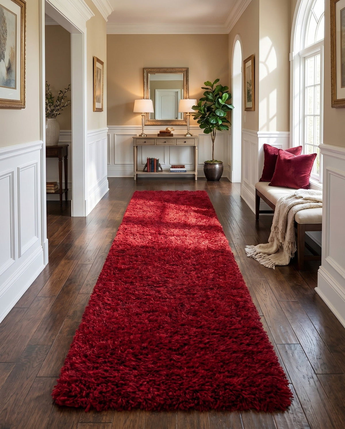 Eternal Plush Oasis Collection Area Rug -  Tranquility (Merlot) Runner Merlot  lifestyle 84