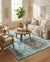 Riviera Elegance Collection Area Rug -  Menton (Turquoise) Rectangle Turquoise  lifestyle 24
