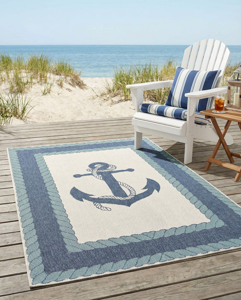 Seaside Haven Rugs Collection Area Rug -  Coralreef Rectangle Navy Blue  lifestyle 16