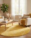 Trellis Mosaic Collection Area Rug - Arborville (Yellow) Round Yellow  lifestyle 49