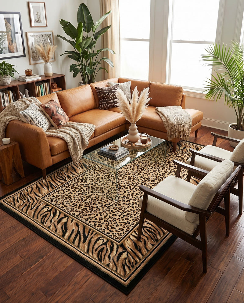 Savannah Sojourn Collection Area Rug -  Chobe Rectangle Light Brown  lifestyle 12