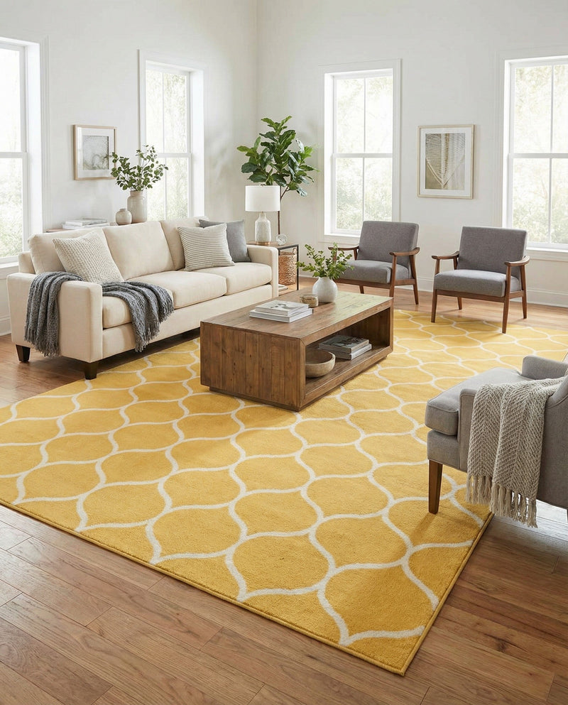 Trellis Mosaic Collection Area Rug -  Pergolatown (Yellow) Rectangle Yellow  lifestyle 13