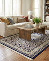 Persian Elegance Collection Area Rug -  Zanjan Rectangle Navy Blue  lifestyle 19