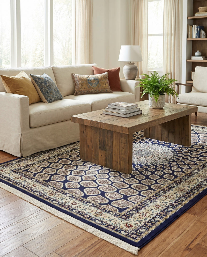Persian Elegance Collection Area Rug -  Zanjan Rectangle Navy Blue  lifestyle 19