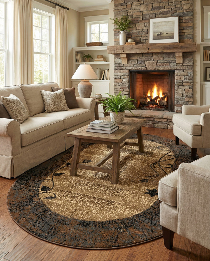 Bistro Lounge Collection Area Rug -  Affogato Oval Beige  lifestyle 59