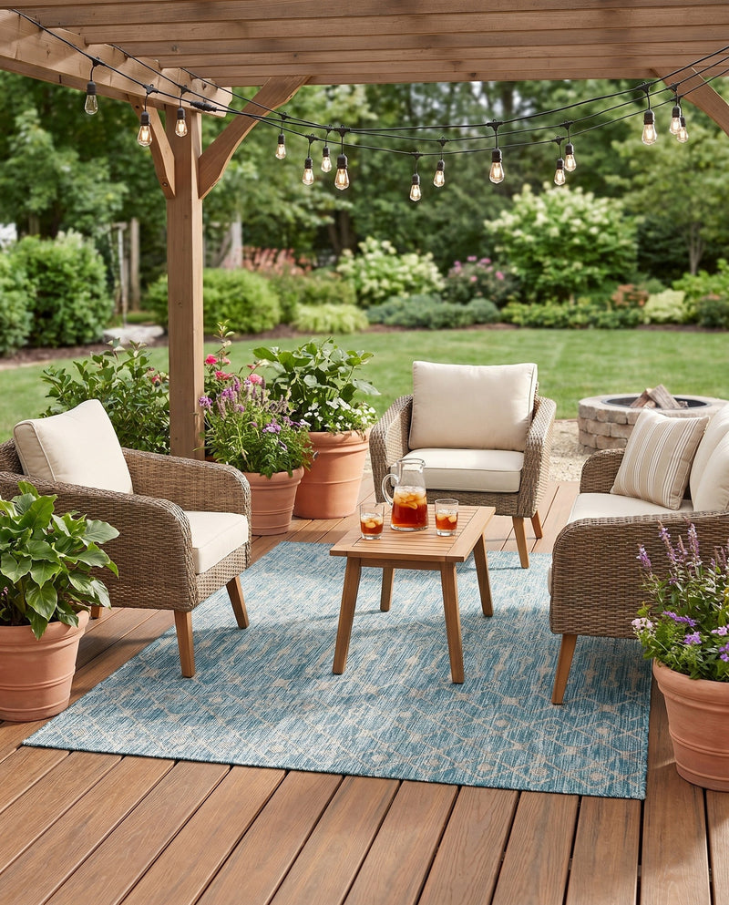 Savannah Pergola Collection Area Rug -  Pergola (Aqua) Rectangle Aqua  lifestyle 19