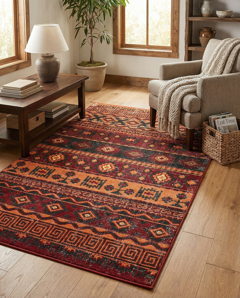 Geneva Terrace Collection Area Rug - Montreux Rectangle Rust Red  lifestyle 23