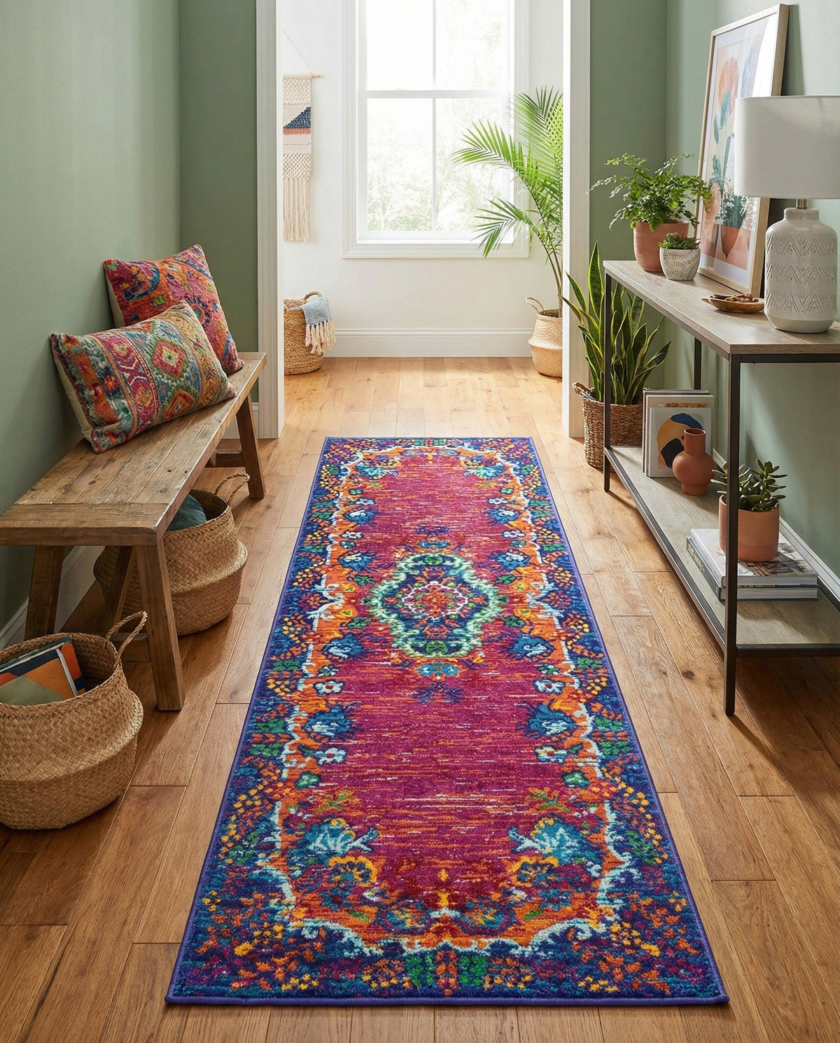 Caribbean Cove Collection Area Rug -  Nevis Runner Fuchsia  lifestyle 99