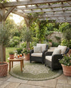 Patio Heritage Collection Area Rug -  Charleston (Green) Round Green  lifestyle 76