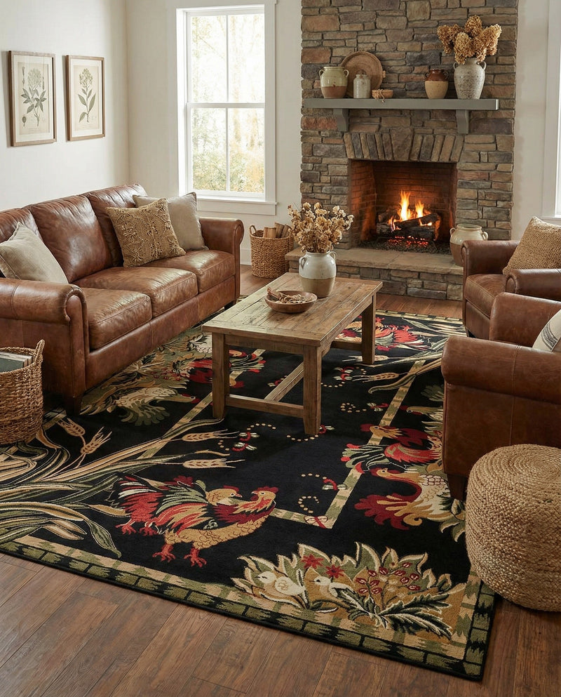 Rural Charm Collection Area Rug - Meadowbrook Rectangle Black  lifestyle 52