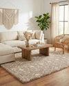 Berber Lattice Shag Collection Area Rug - Atlas (Light Brown) Square Light Brown  lifestyle 70