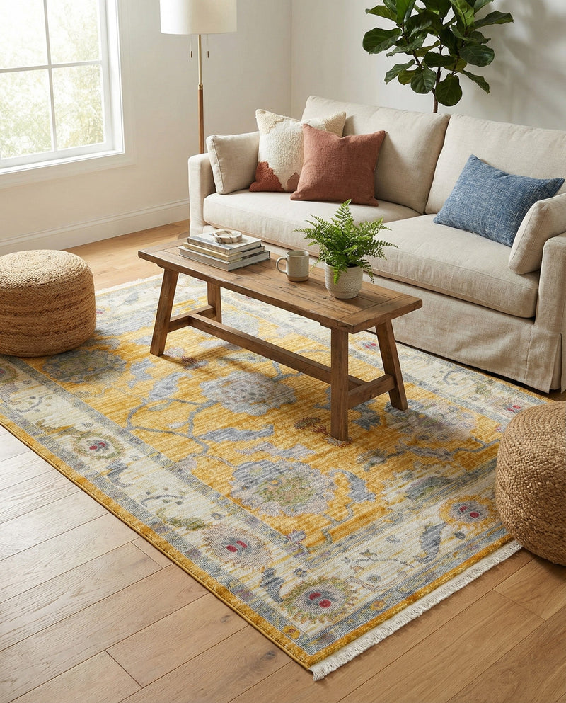 Arcadia Rugs Collection Area Rug - Eden (Yellow) Rectangle Yellow  lifestyle 34