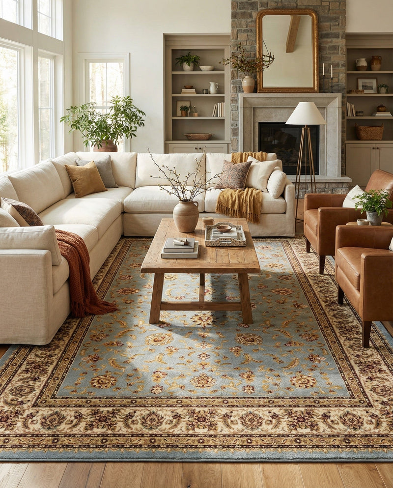 Jaipur Elegance Collection Area Rug -  Nahargarh (Light Blue) Rectangle Light Blue  lifestyle 31