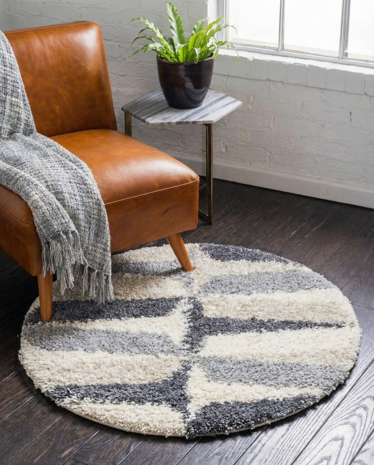 Cozy Cove Shag Collection Area Rug -  Tidewater Round Gray  lifestyle 61