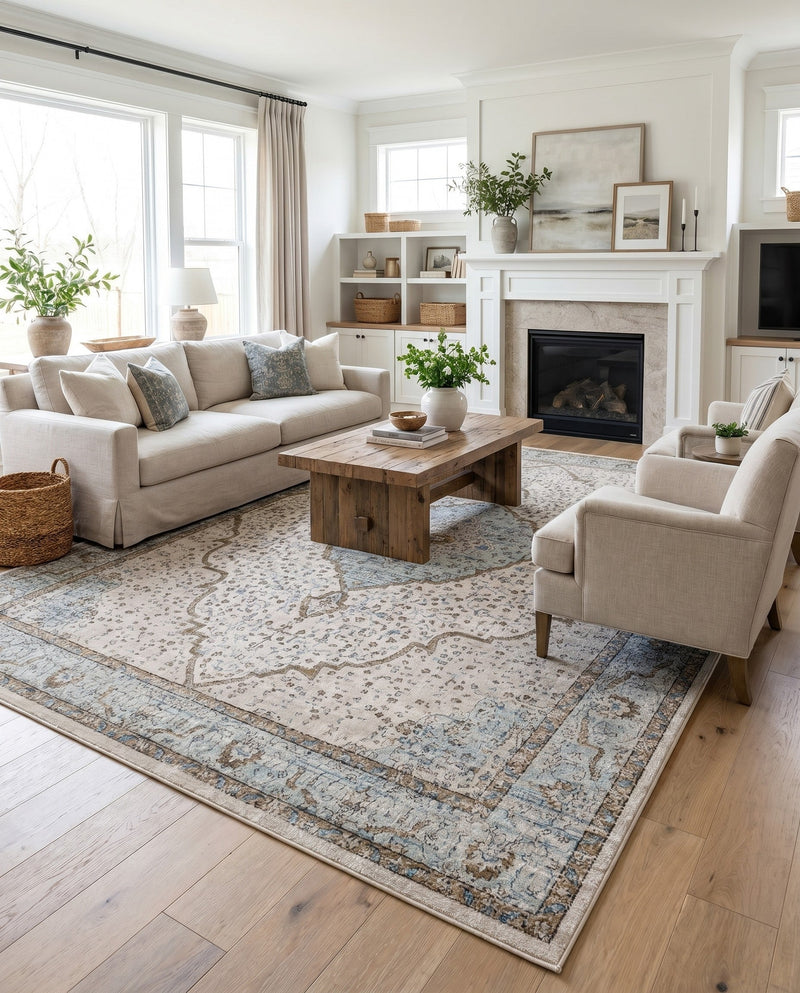 Mykonos Manor Collection Area Rug - Delos Rectangle Blue  lifestyle 49