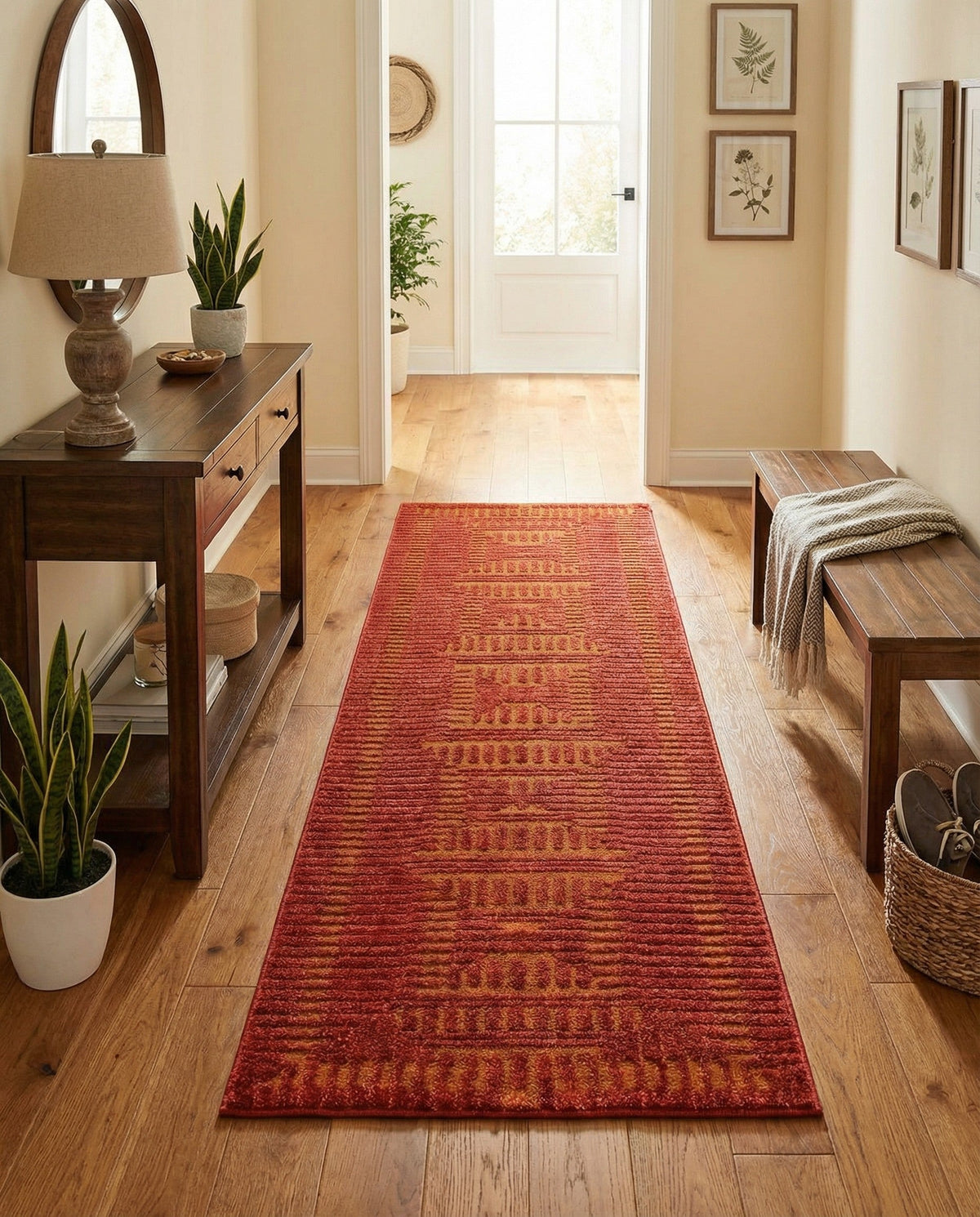 Haven Tapestry Collection Area Rug -  TranquilGlade Runner Burnt Sienna  lifestyle 81