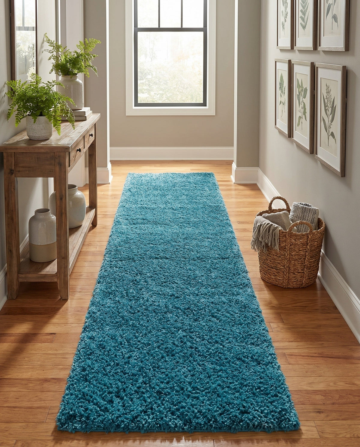 Plush Oasis Collection Area Rug - Serenity (Deep Aqua Blue) Runner Deep Aqua Blue  lifestyle 97