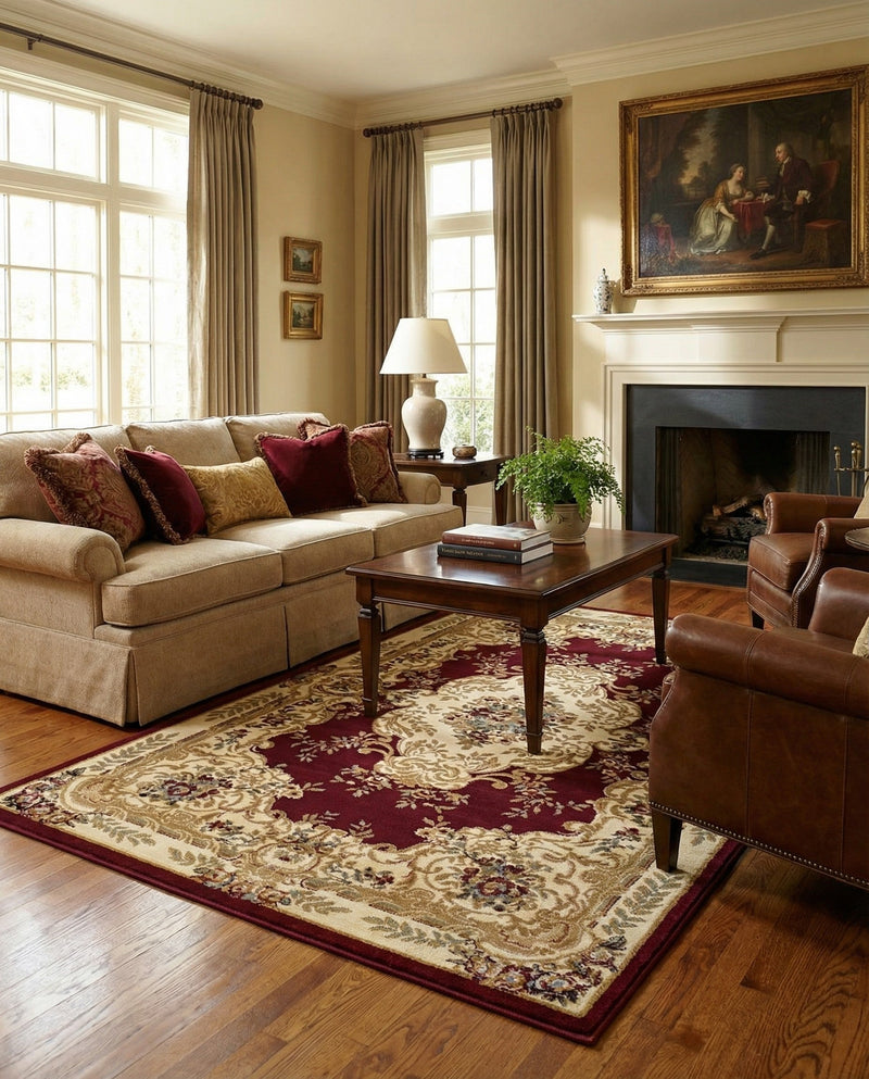 Versailles Elegance Collection Area Rug -  Vincennes Rectangle Red  lifestyle 52