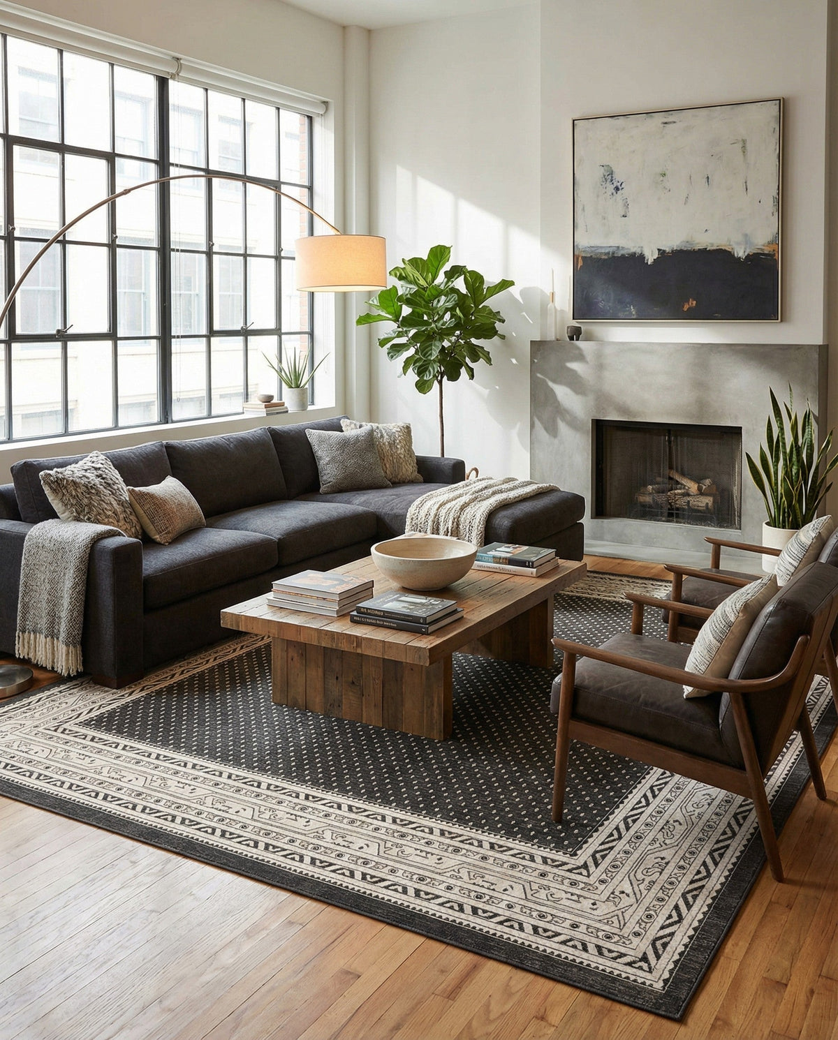Soho Elegance Collection Area Rug -  Mercer (Gray) Square Gray  lifestyle 105