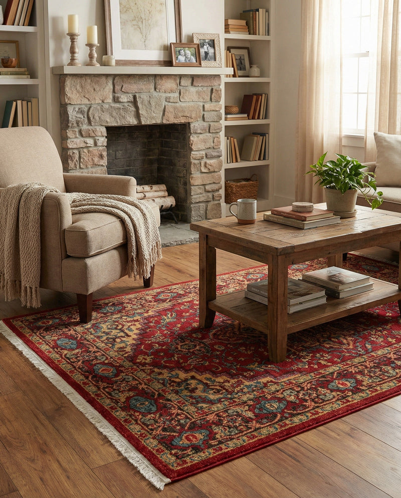 Persian Elegance Collection Area Rug -  Khorasan Rectangle Red  lifestyle 11