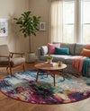 Chromatic Oasis Collection Area Rug -  Oasis Round Multi  lifestyle 70