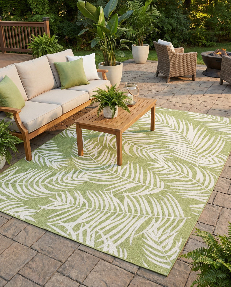 Seaside Blooms Collection Area Rug - Verdure (Green) Rectangle Green  lifestyle 20