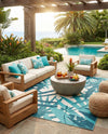 Seaside Blooms Collection Area Rug -  Provence Rectangle Teal blue  lifestyle 23