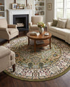 Persian Elegance Collection Area Rug -  Kerman (Green) Round Green  lifestyle 42