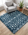 Berber Lattice Shag Collection Area Rug - Atlas (Navy Blue) Square Navy Blue  lifestyle 49