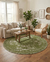 Dover Terrace Collection Area Rug -  Lagoon (Green) Round Green  lifestyle 45