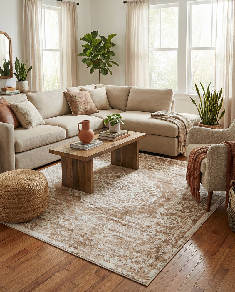 Cambridge Classics Collection Area Rug -  Magdalene (Beige) Square Beige  lifestyle 53