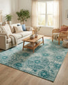 Riviera Elegance Collection Area Rug -  Monaco (Turquoise) Rectangle Turquoise  lifestyle 24