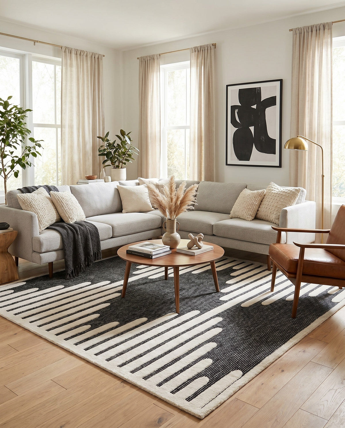 Monochrome Collection Area Rug -  Ash Square Gray  lifestyle 123