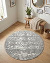Brighton Stripes Collection Area Rug - Sussex (Gray and Ivory) Round Gray and Ivory  lifestyle 25